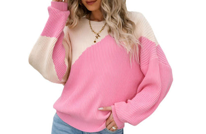 Asymmetric Patchwork Knitted Sweater