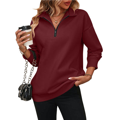 Half Long Sleeve Zipper Sweatshirt Pullover Fleece Sweater