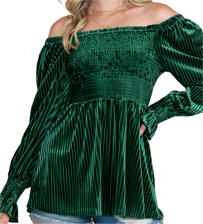 Long Sleeve Off Shoulder Ruffle Sleeve Top