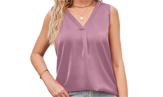 Satin V-neck Chiffon Shirt Blouse