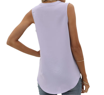 Chiffon Loose V-neck Sleeveless Top