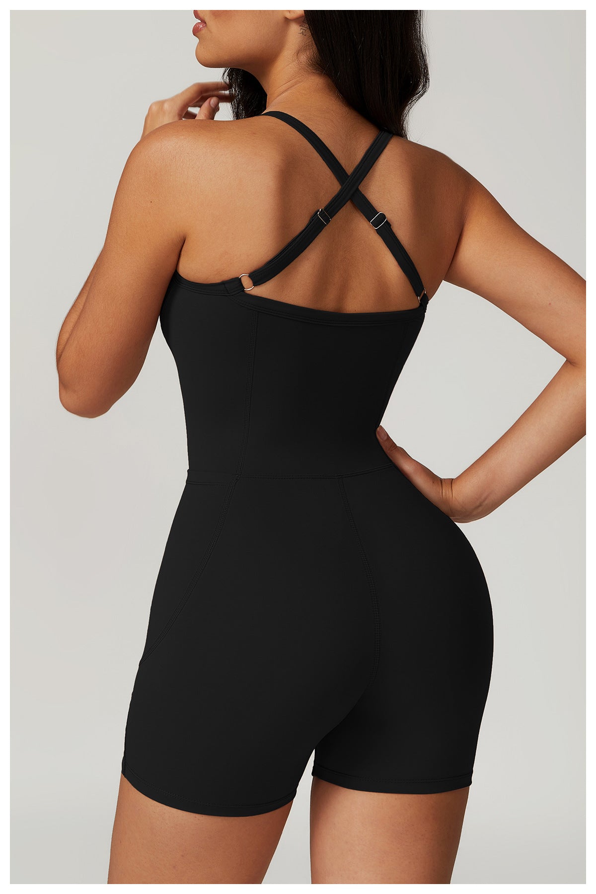 Pocket Casual Tight Back Yoga Quick Drying Nude Feel Sports Workout Romper