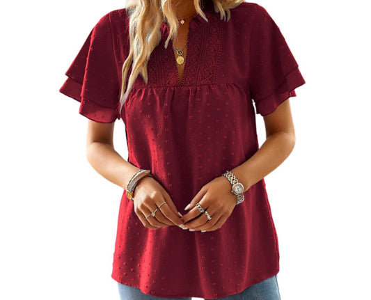 V-neck Puff Sleeve Top