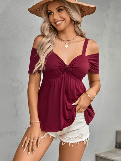 V-Neck Strap Twisted Top