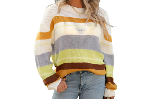 Striped Patchwork Loose Sweater