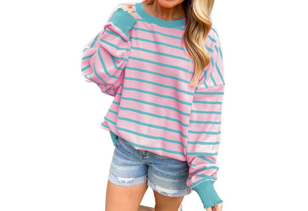 Casual Striped Trim Sweater