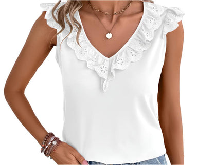 Simple Sweet Ruffled Sleeve Top