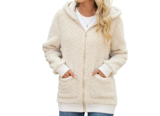 Hooded Zipper Mid Length Coat