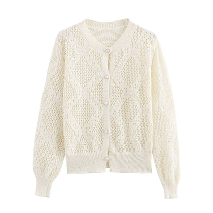 Rhombus Pearl Knitted Cardigan