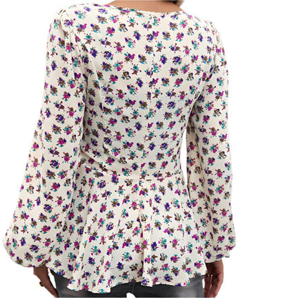 Puff Sleeve Floral Long Sleeve Top