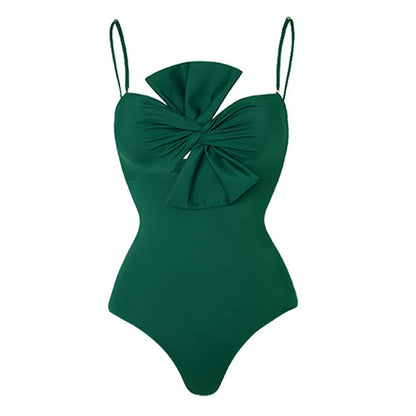 Retro Bow Green Swimsuit