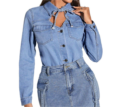 Retro Tied Denim Shirt