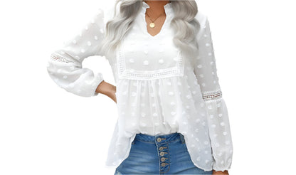 Lace Chiffon Long Sleeve Shirt Top