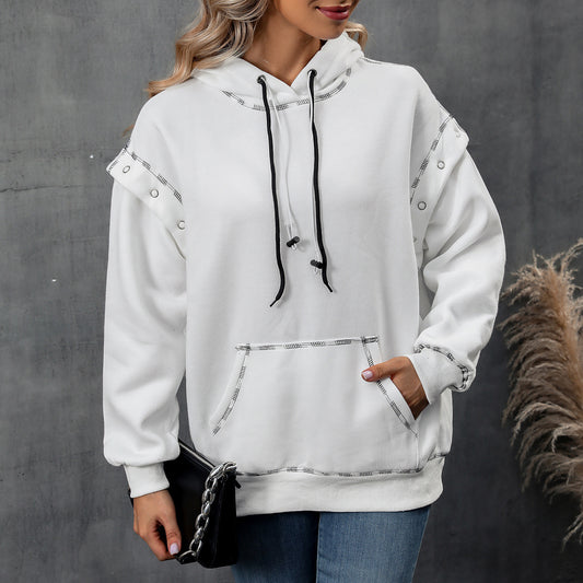 Hoodie Raglan Sleeve Pullover Drawstring Long Sleeve Sweatshirt