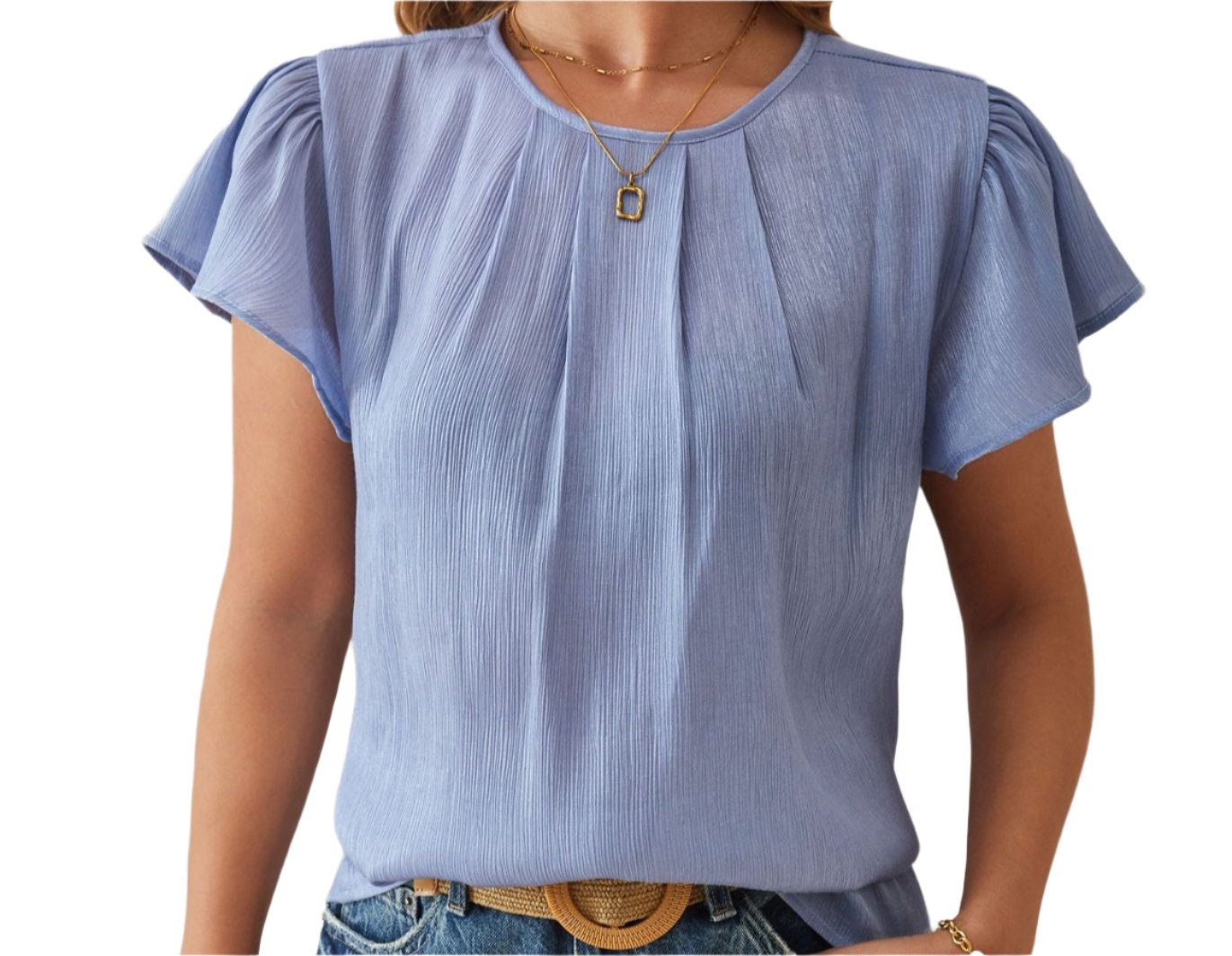 Fabric Petal Sleeve Loose Top