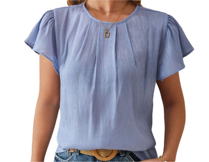 Fabric Petal Sleeve Loose Top