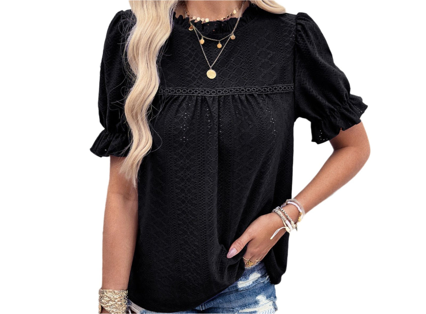 Chic Ruffle Short Sleeve Top