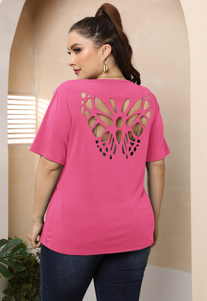 Plus Size Sexy Backless Butterfly Hollow Cutout Casual Top