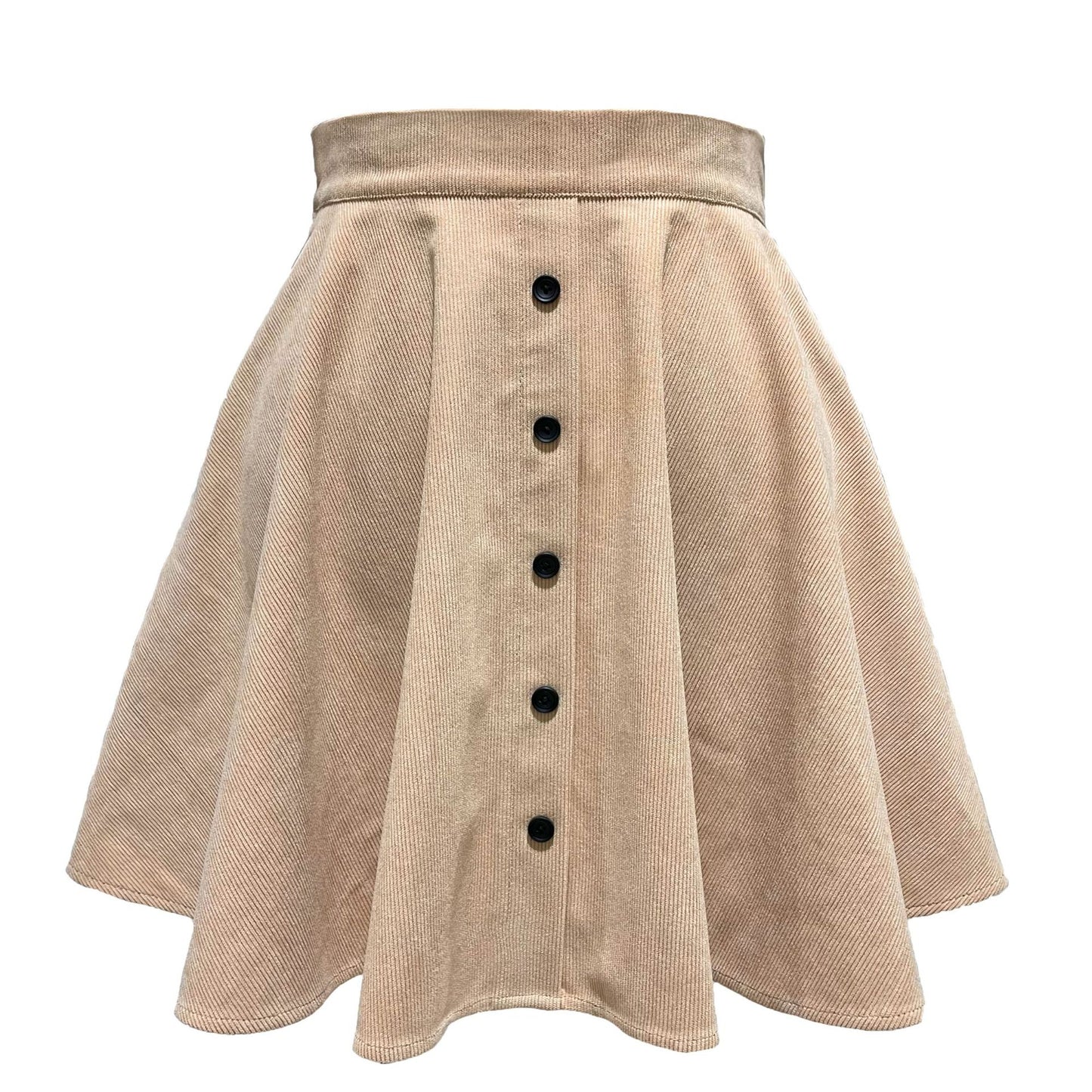 Corduroy Single Row Button High Waist Skirt