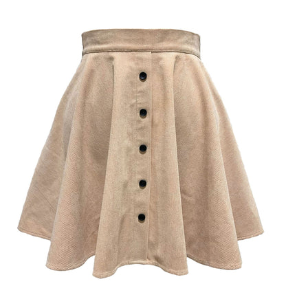 Corduroy Single Row Button High Waist Skirt