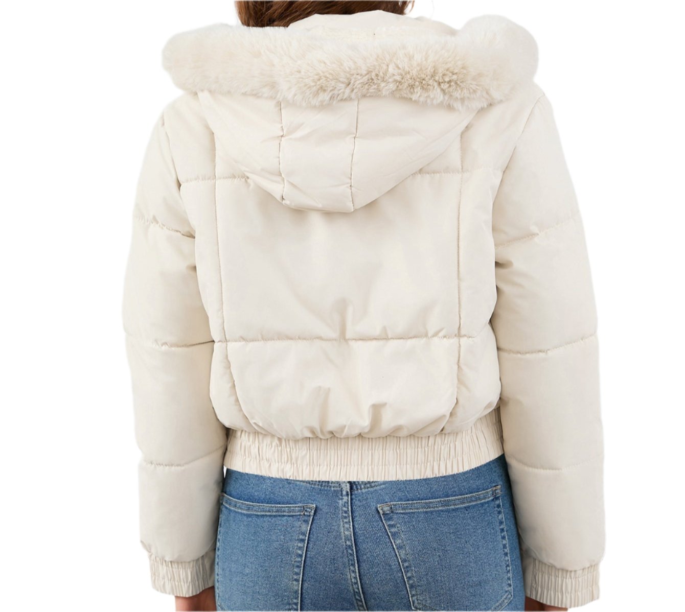 High Waist Fur Collar Fleece Cotton Padded Jacket