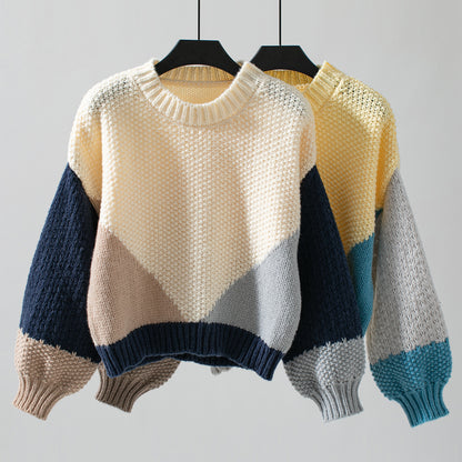 Contrast Color Pullover Sweater