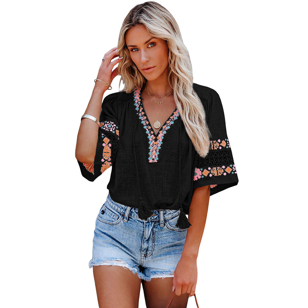 Embroidered Loose Slimming Top