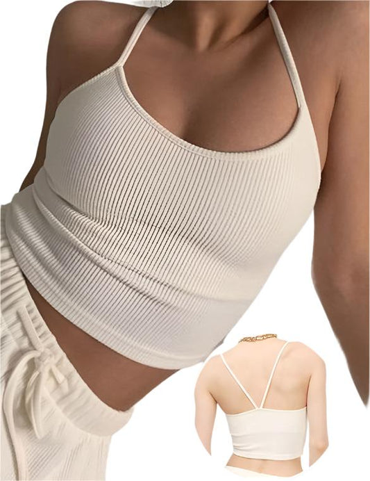 Knitted Halter Neck Sling Basic Top