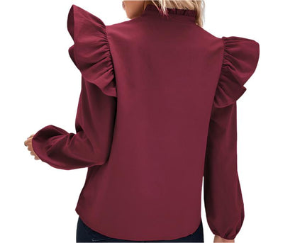 Ruffle Shoulder Sleeves Shirt