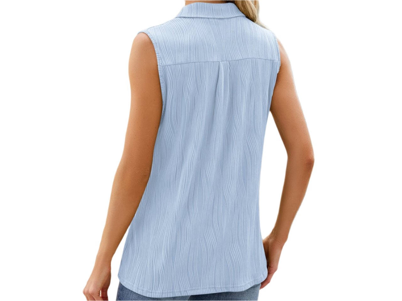 Polo Collar Loose Fitting Sleeveless Shirt