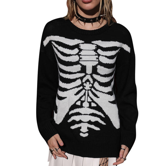 Halloween Skull Long Sleeve Sweater