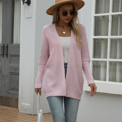 Knitted Loose Solid Color Cardigan Sweater