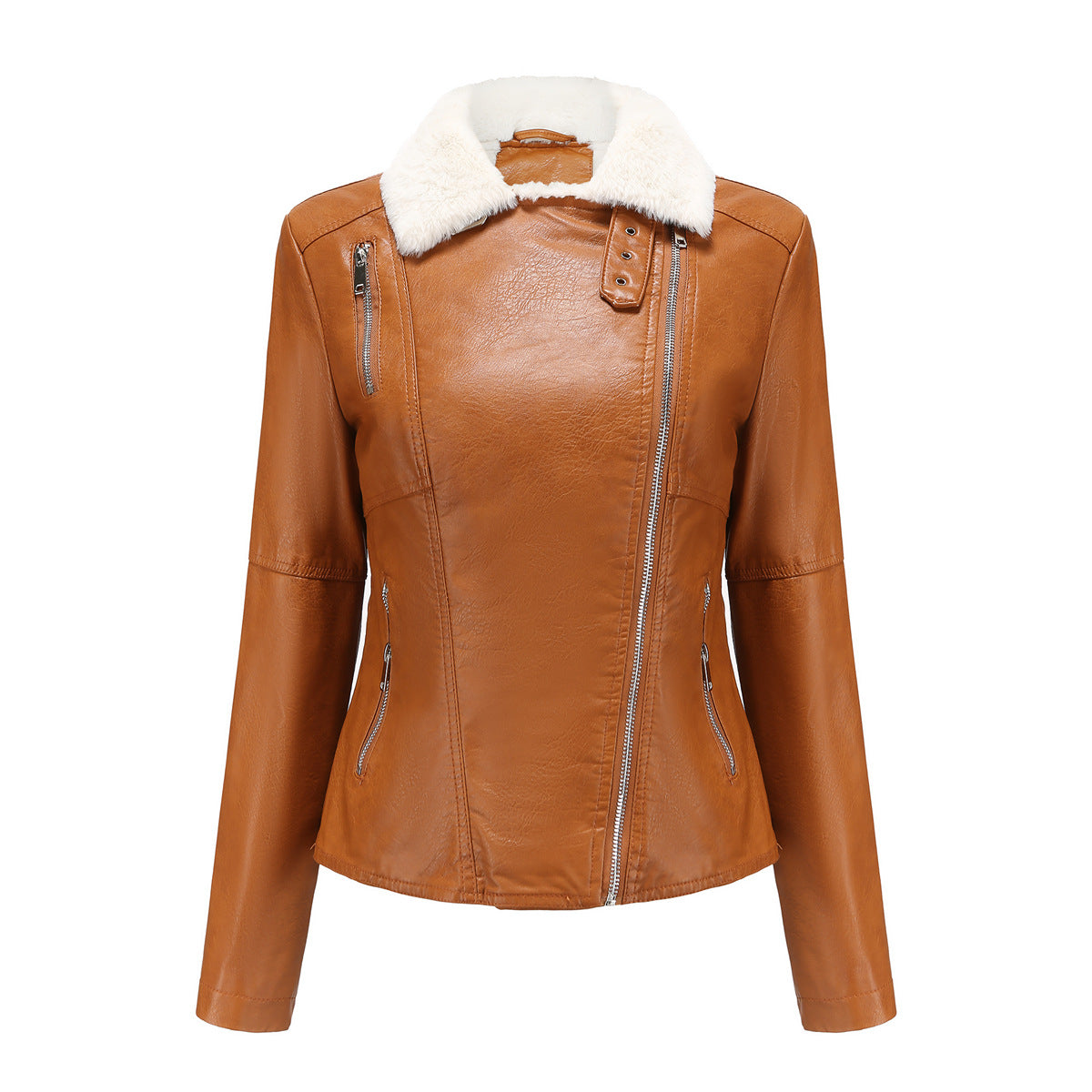 Fur Leather Fleece Lined Jacket