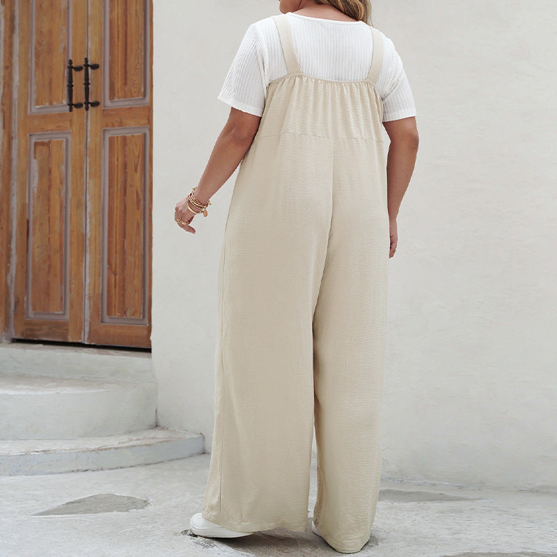 Plus Size Suspender Pants Loose Wide Leg Jumpsuit