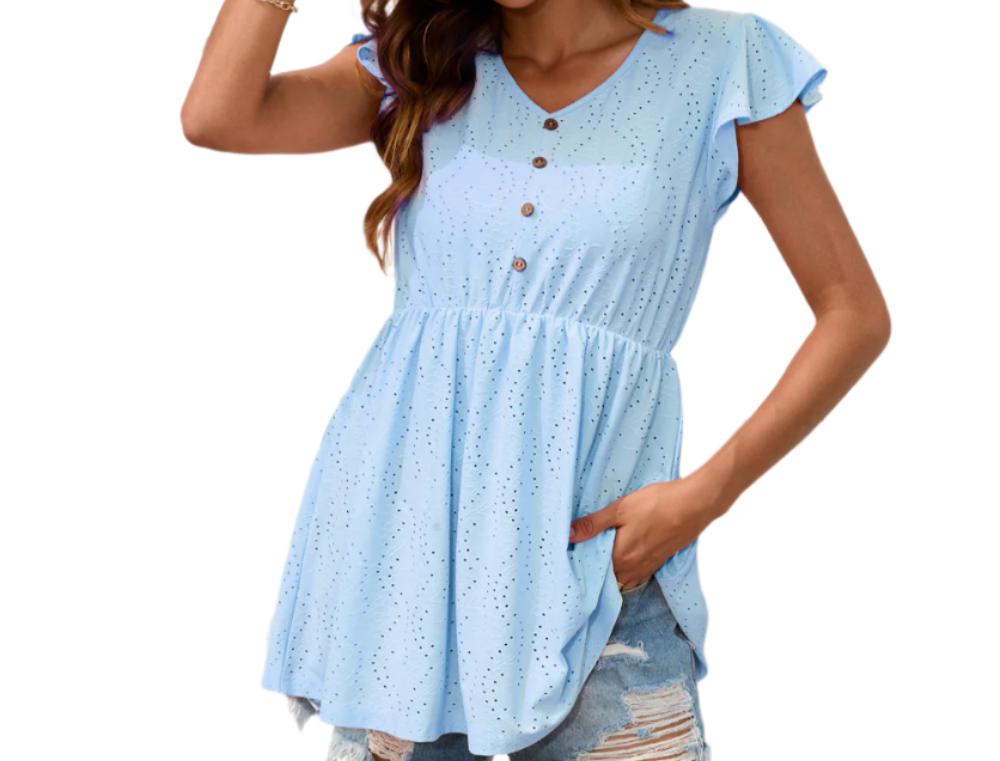 Casual Waist Tight Peplum Short Sleeve Top