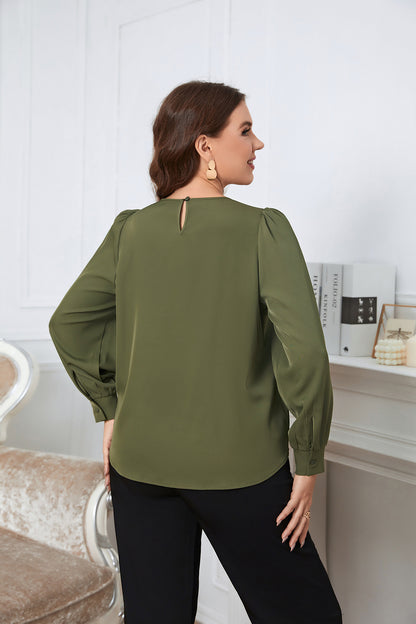 Plus Size Popular Early Spring Long Sleeved Shirt Top