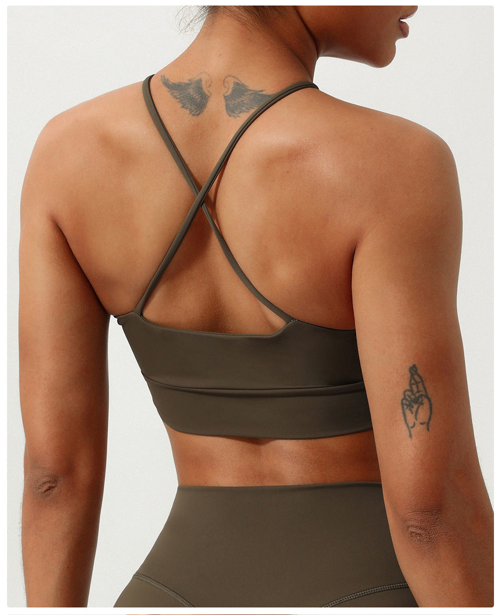 Nude Feel Hollow Cutout Push-up Sports Bra