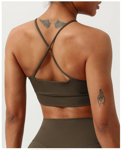 Nude Feel Hollow Cutout Push-up Sports Bra