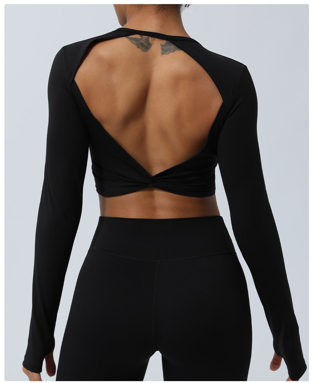 Yoga Twisted Short Long Sleeve Workout Top