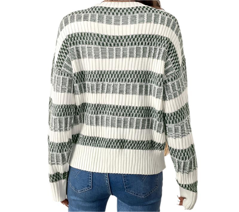 Casual Striped Contrast Color Sweater