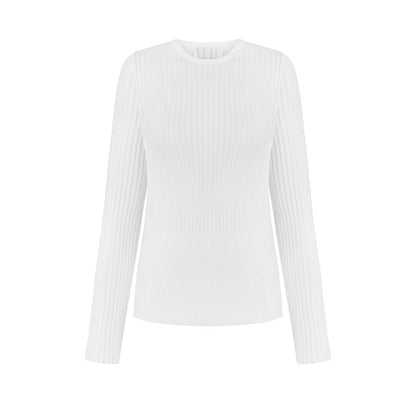 Sexy Cashmere Long Sleeve Sunken Stripe Sweater