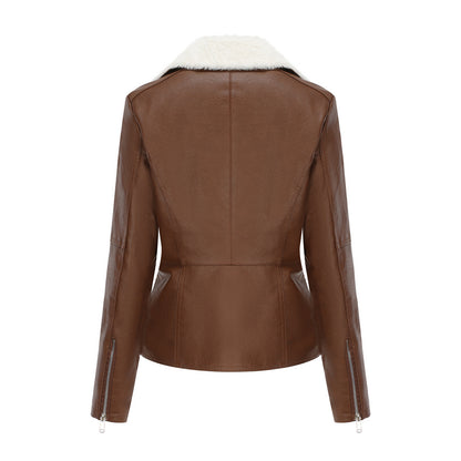 Fur Leather Fleece Lined Jacket