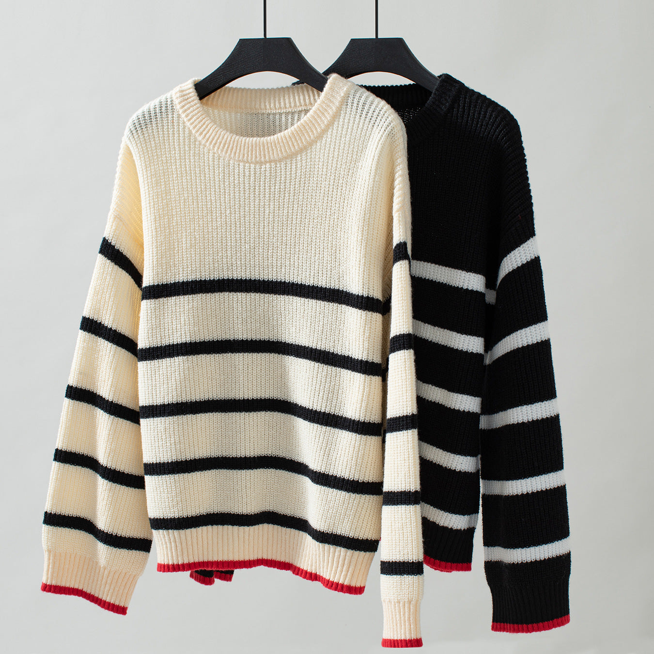 Contrast Color Striped Pullover Sweater