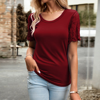 Casual Lace Short Sleeve Shirt