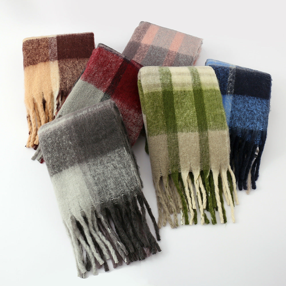 Plaid Mohair Scarf