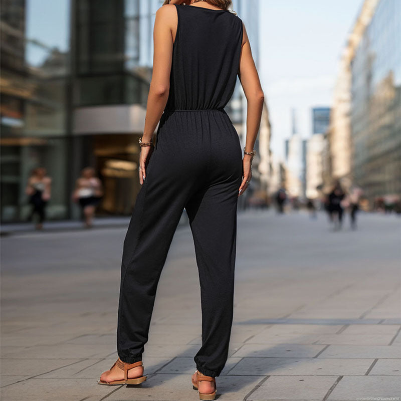 Black Sleeveless Long Jumpsuit