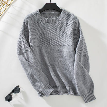 Casual Round Neck Long Sleeve Pullover Knitted Sweater