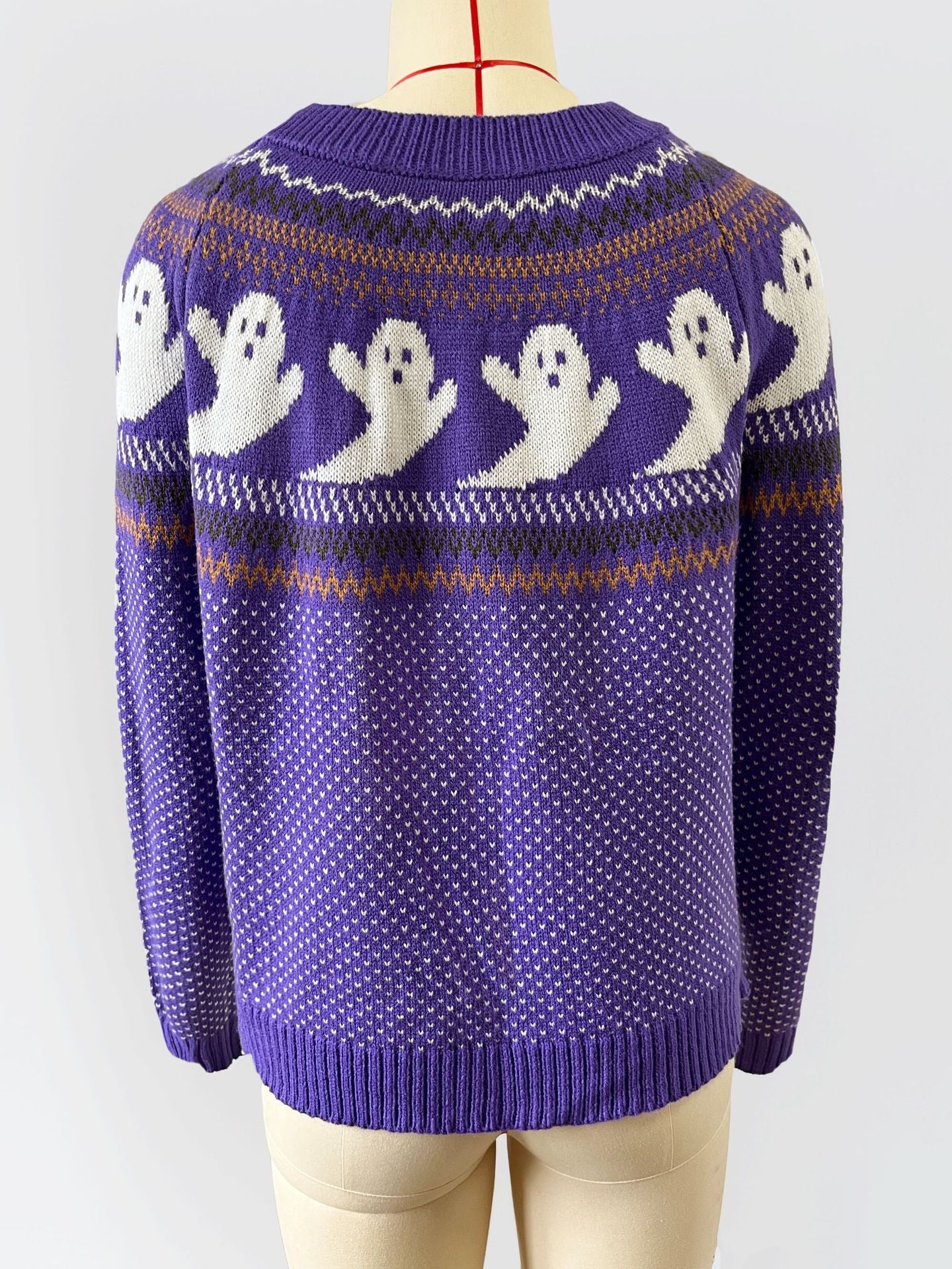 Halloween Ghost Retro Dots Long Sleeved Knitted Sweater