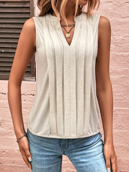 Elegant Pleated V-Neck Top