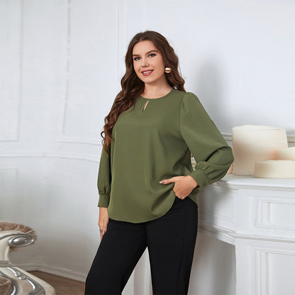 Plus Size Popular Early Spring Long Sleeved Shirt Top